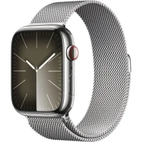 Apple Watch Series 9 GPS + LTE 41mm Silver Stainless Steel Case with Silver Milanese Loop